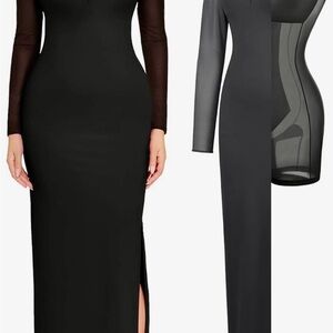 Chic Illusion sleeve/neck Black Dress